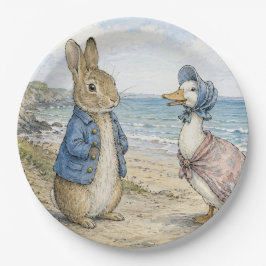 Plato De Papel Conejo y pato clásicos junto al mar