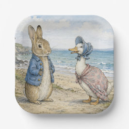 Plato De Papel Conejo y pato clásicos junto al mar
