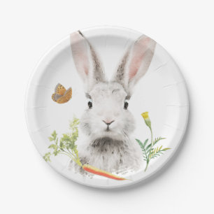 Plato De Papel Conejo y zanahoria