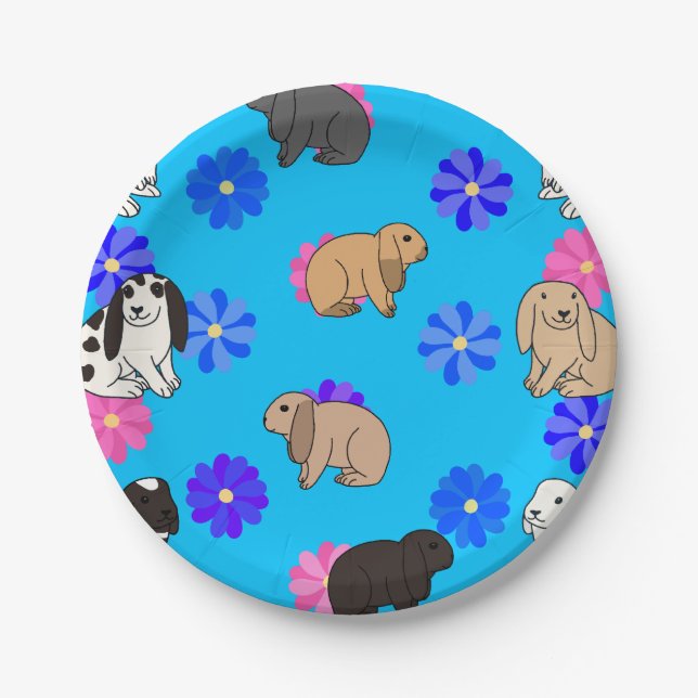 Plato De Papel Conejos con orejgas discontinuas (Anverso)