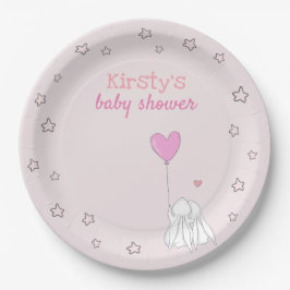 Plato De Papel Conejos Cubiertos - Baby Shower Rosa