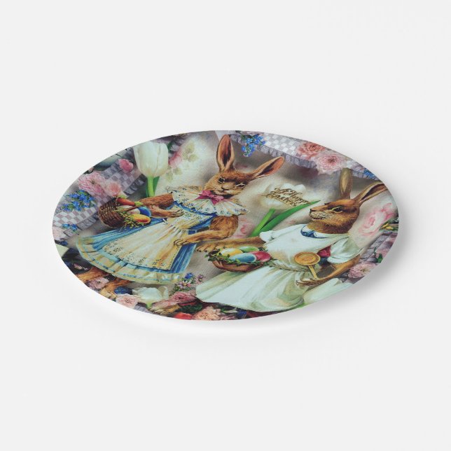 Plato De Papel Conejos de conejitos de pascua (Angular)