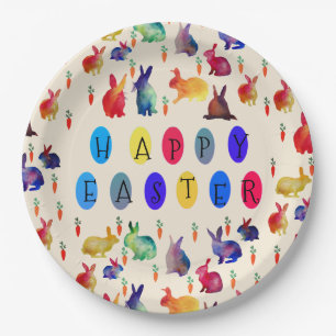 Plato De Papel Conejos de Pascua Placas de papel Personalizado de