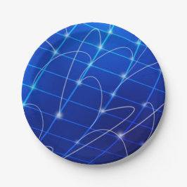 Plato De Papel Conexiones de red azul y blanco