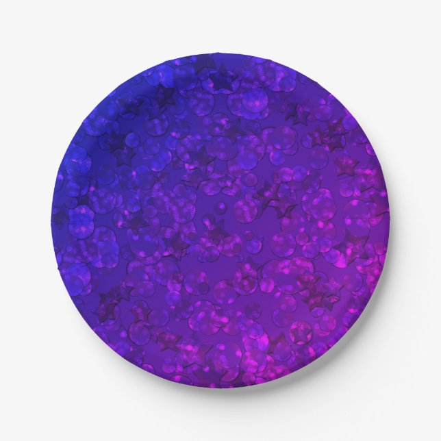 Plato De Papel Confeti morado (Anverso)