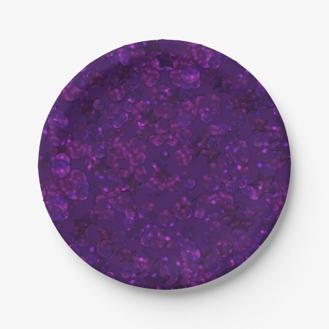 Plato De Papel Confeti morado (Anverso)