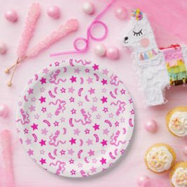 Plato De Papel Confeti Rosa