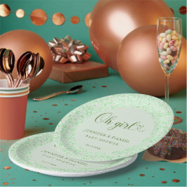 Plato De Papel Confeti Verde Sage Oh Chica Jardín Chic