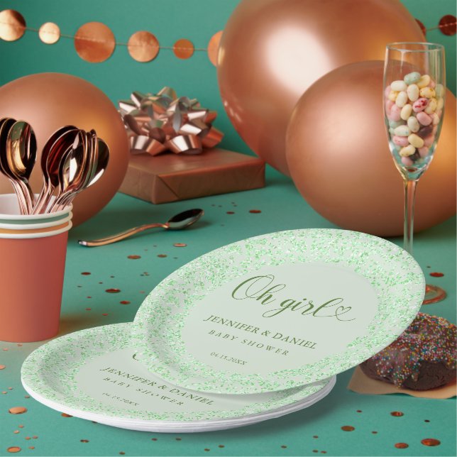 Plato De Papel Confeti Verde Sage Oh Chica Jardín Chic (Multi)