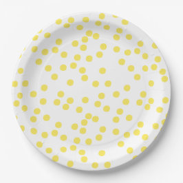 Plato De Papel Confetti amarillo / Polkadots