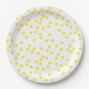 Plato De Papel Confetti amarillo / Polkadots