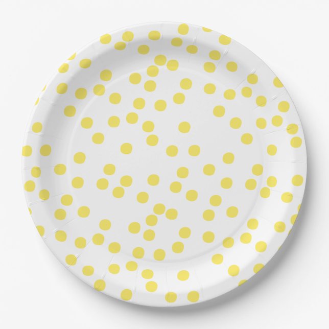 Plato De Papel Confetti amarillo / Polkadots (Anverso)