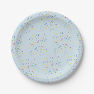 Plato De Papel Confetti Blue 1er cumpleaños