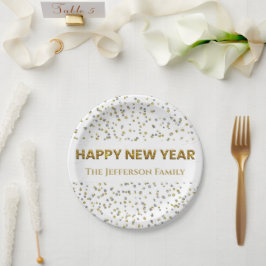 Plato De Papel Confetti de Año Nuevo Feliz
