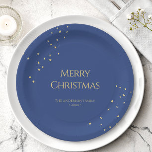 Plato De Papel Confetti de oro Minimalista moderno Feliz Navidad