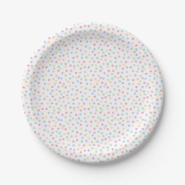 Plato De Papel Confetti Pastels (puntos) (Anverso)