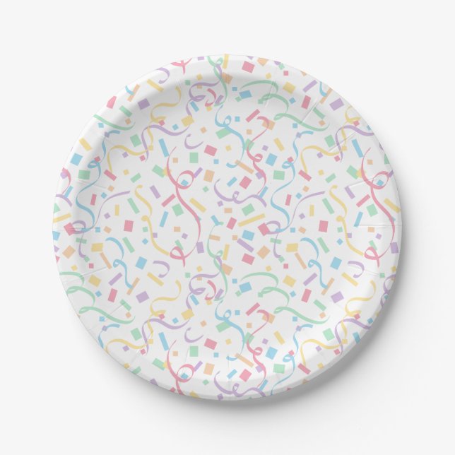 Plato De Papel Confetti Pastels (Sorpresa) (Anverso)