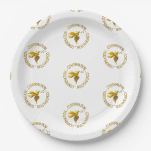 Plato De Papel Confirmación dorada y Espíritu Santo