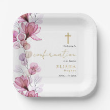 Confirmación floral transparente rosa polvoriento