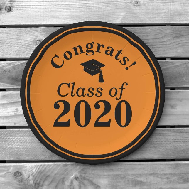 Plato De Papel Congrats Clase de 2024 Naranja Negro (Subido por el creador)