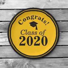 Plato De Papel Congrats Clase de Oro Negro 2024