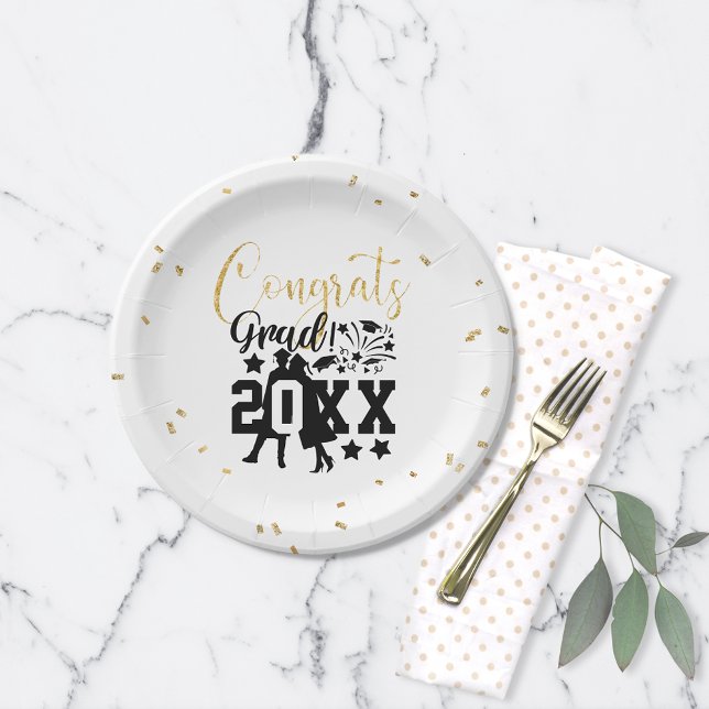 Plato De Papel Congrats Grad 20XX Faux Purpurina Confetti (Subido por el creador)