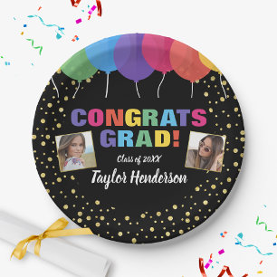 Plato De Papel Congrats Graduation Balloons Confetti Grad Photos