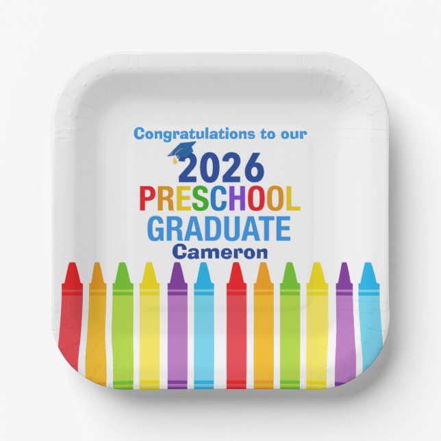 Plato De Papel Congratulations Preschool Graduate Custom Party (Anverso)