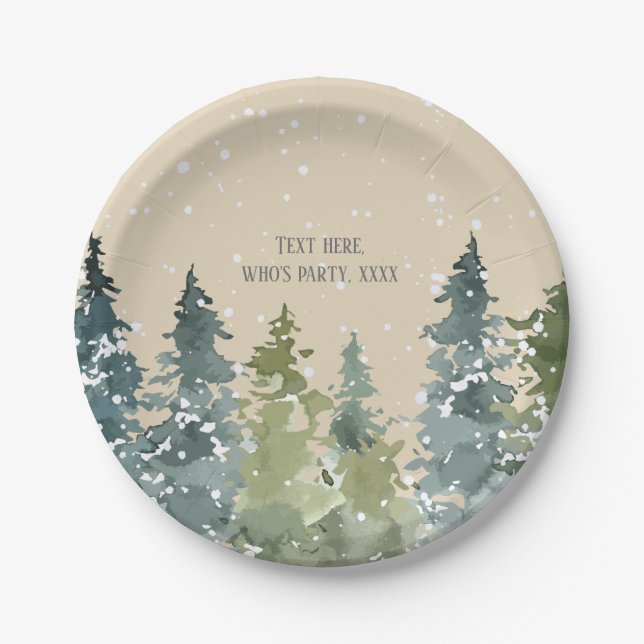 Plato De Papel Conífero, Pino Árbol, Evergreen (Anverso)