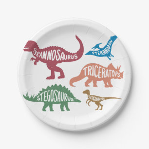 Plato De Papel Conjunto de siluetas de diferentes dinosaurios