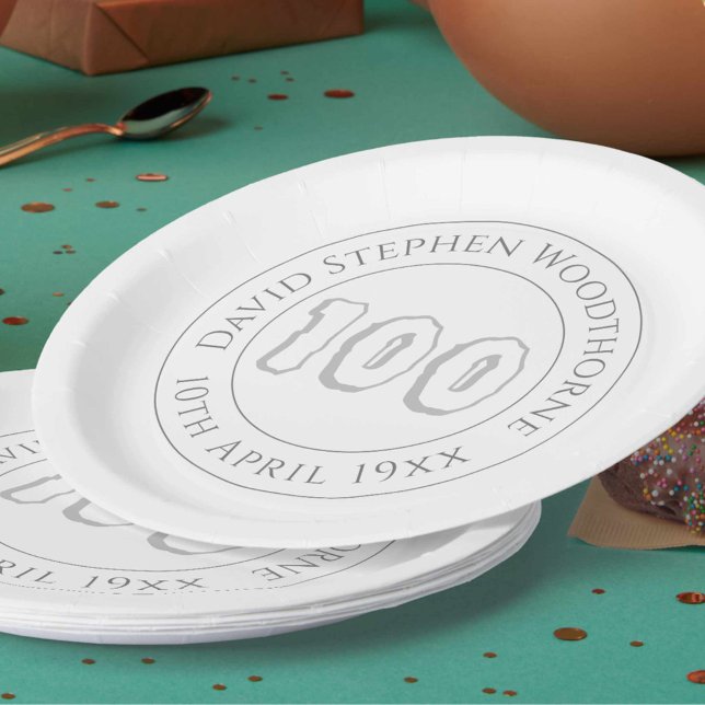 Plato de papel conmemorativo cumpleaños número 100 (Subido por el creador)