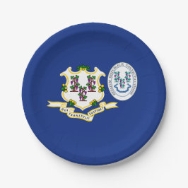 Plato De Papel Connecticuter Flag & Seal, Connecticut