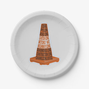 Plato De Papel Cono de carretera Naranja Taraffic