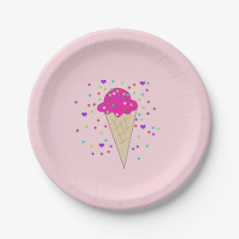 Plato De Papel Cono de helado de confeti