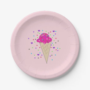 Plato De Papel Cono de helado de confeti