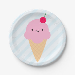 Plato De Papel Cono de helado de Kawaii