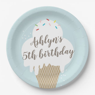 Plato De Papel Cono de Helado Lluvia de Colores Cumpleaños Infant