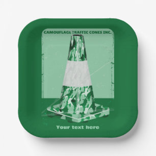 Plato De Papel Cono de tráfico divertido de camuflaje rd cone