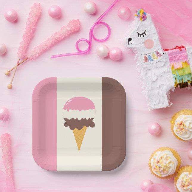 Plato De Papel Cono napolitano de helados (Fiesta)