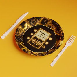 Plato De Papel Consola de mano de brillo amarillo