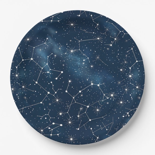 Plato De Papel Constelación celeste - Noche estrellada (4) (Anverso)