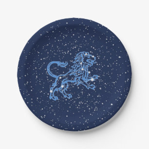 Plato De Papel Constelación de León y Rótulo Zodiaco con Estre