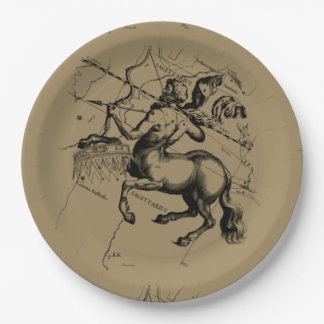 Plato De Papel Constelación de Sagitario Hevelius1690 Nov22-Dic21 (Anverso)