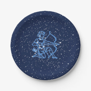 Plato De Papel Constelación de Sagittarius y Rótulo de Zodiac c