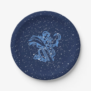 Plato De Papel Constelación de Virgo y Rótulo Zodiaco con estre