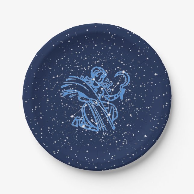 Plato De Papel Constelación de Virgo y Rótulo Zodiaco con estrell (Anverso)
