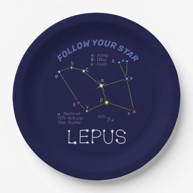 Plato De Papel Constelación del hemisferio sur Lepus (Anverso)