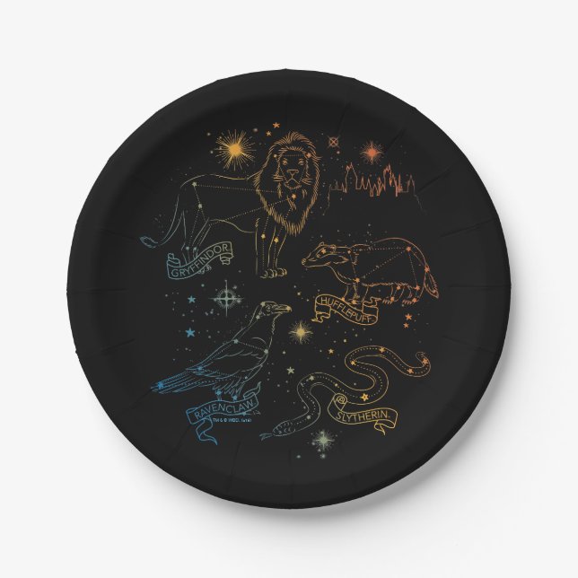 Plato De Papel Constelaciones de las Casas de HOGWARTS™ Arcoíris (Anverso)
