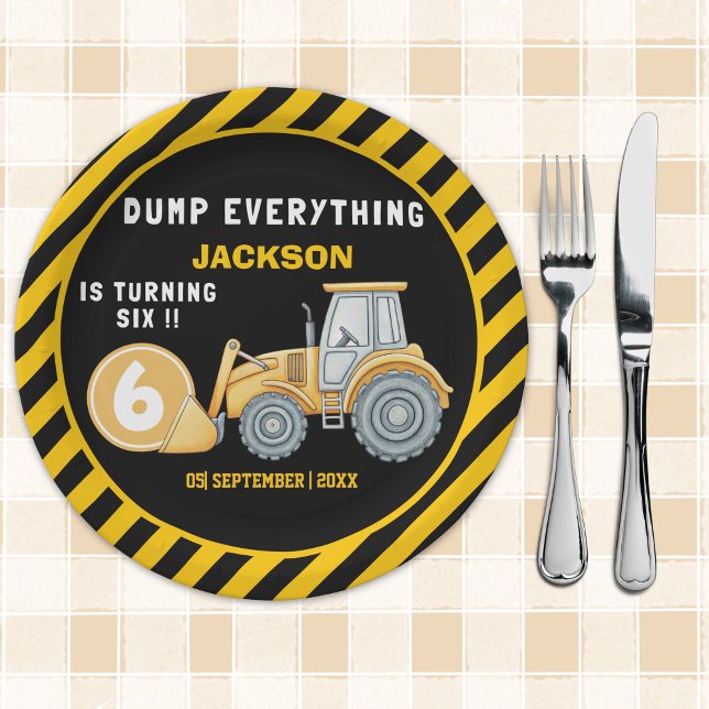 Plato De Papel Construction Birthday Paper Plates Turning 6 (Subido por el creador)