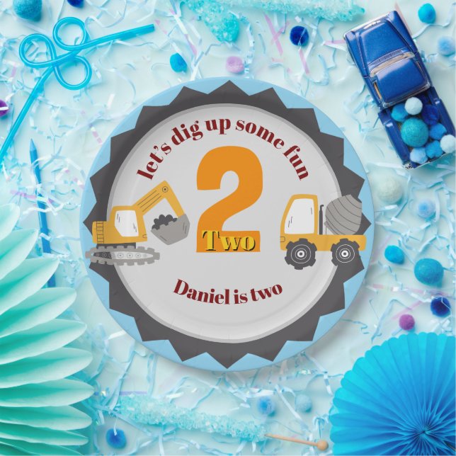 Plato De Papel Construction Dump Truck (Fiesta)